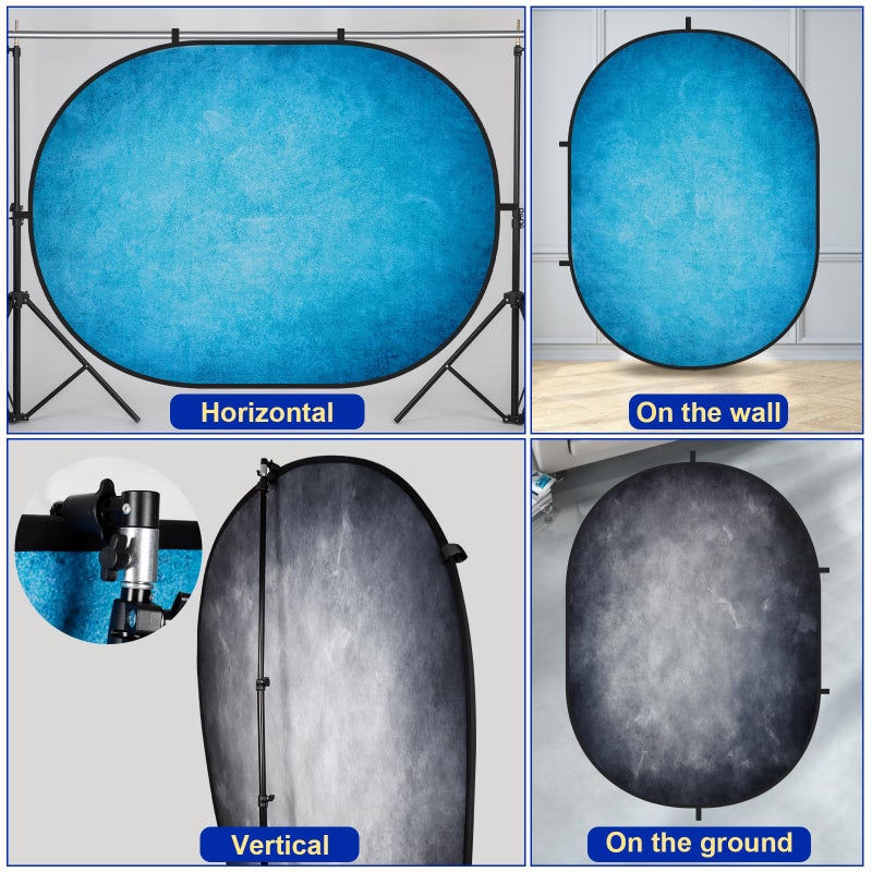 Kate 5x6.5ft Collapsible Backdorp Pop Up Backdorps,Double Sided Blue Screen and Gray Screen, 2 in 1 Collapsible and Reversible Background for Photography, YouTube Videos,and Live Streaming - Image 4
