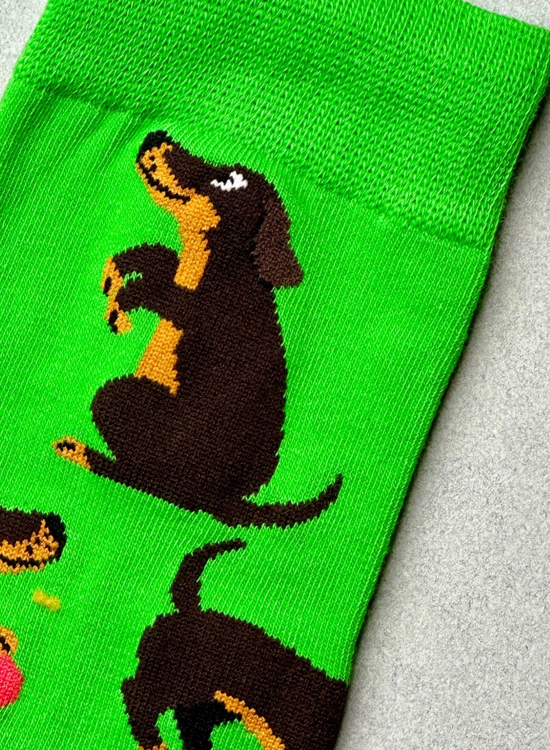 The Socks Hype 2 Pairs Unisex Dachshund Socks for Men Women - Comfortable Cotton Blend | Suitable for 35-42 Sizes | Playful Dachshund Design - Image 2