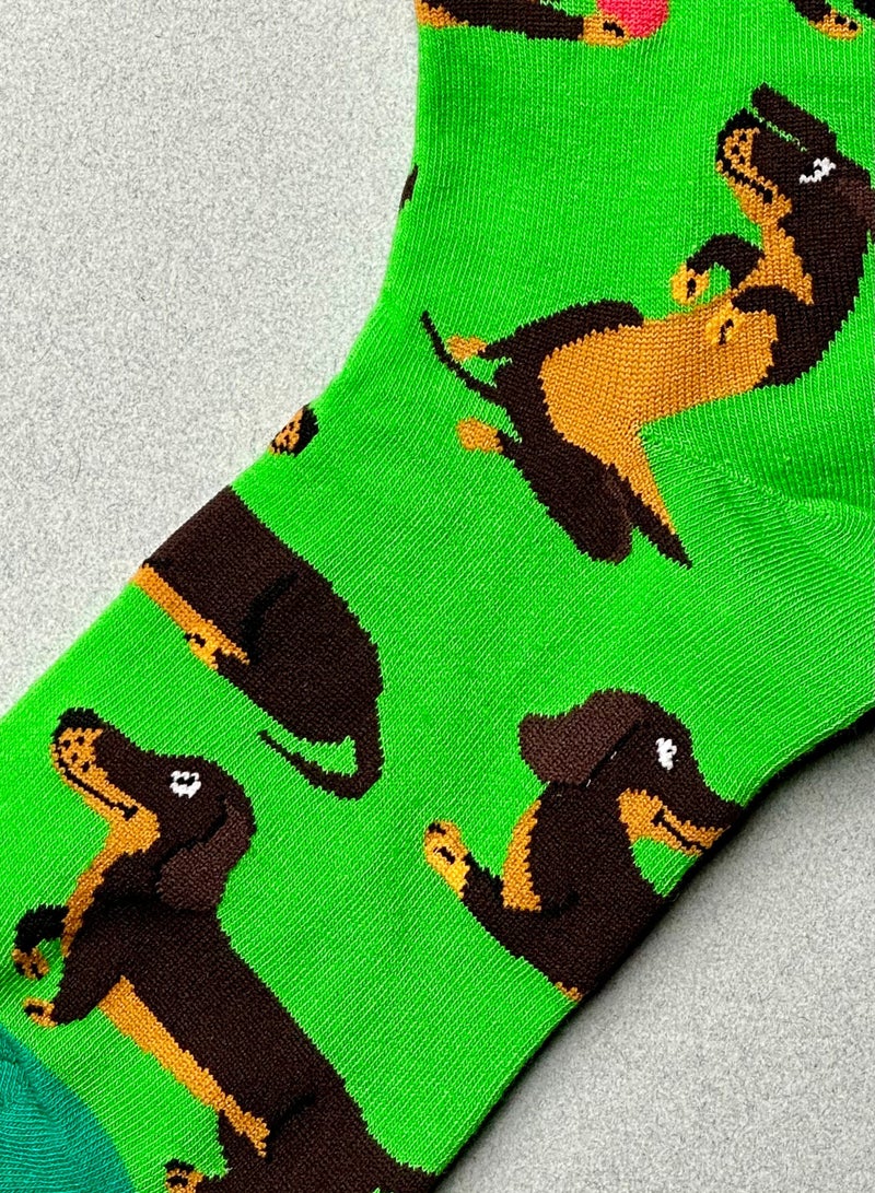 The Socks Hype 2 Pairs Unisex Dachshund Socks for Men Women - Comfortable Cotton Blend | Suitable for 35-42 Sizes | Playful Dachshund Design - Image 3