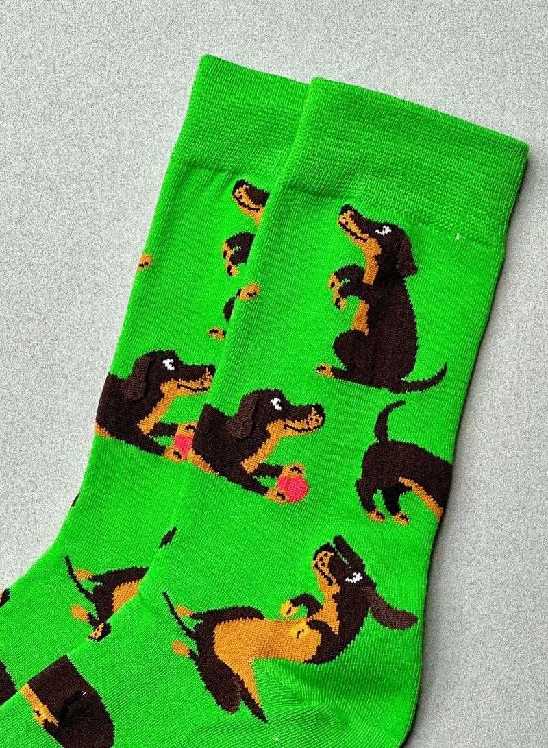 The Socks Hype 2 Pairs Unisex Dachshund Socks for Men Women - Comfortable Cotton Blend | Suitable for 35-42 Sizes | Playful Dachshund Design - Image 4