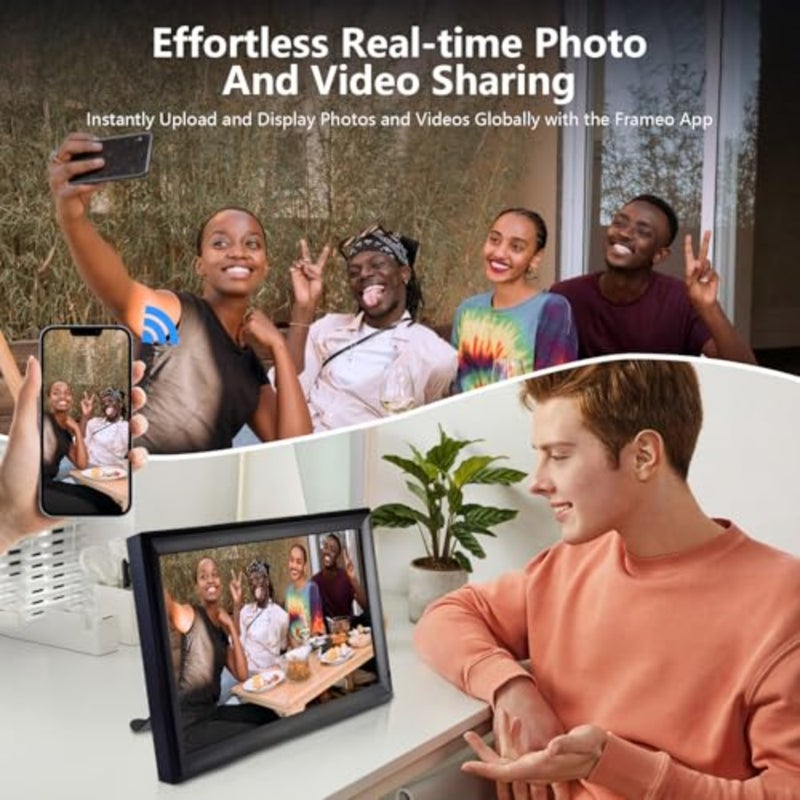إطار صور رقمي Frameo WiFi مقاس 15.6 بوصة، وذاكرة وصول عشوائي (RAM) سعة 2 جيجابايت ومساحة تخزين 64 جيجابايت، إطار صورة إلكتروني مع شاشة لمس IPS FHD مقاس 1920 × 1080، تدوير تلقائي، مشاركة الصور ومقاطع الفيديو على الفور، يمكن تثبيته على الحائط - Image 2
