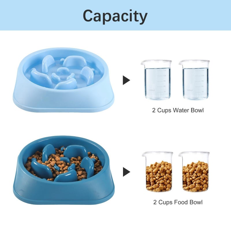 Dark Blue Slow Eating Bowl Maze Non Slip Anti Choking For Dogs Cats Puppies - Image 2