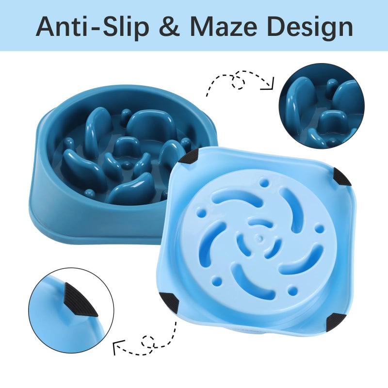 Dark Blue Slow Eating Bowl Maze Non Slip Anti Choking For Dogs Cats Puppies - Image 4