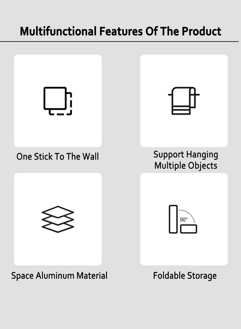 Wall-mounted Matte Black Single Layer Towel Rack for Bathroom with Towel Bars Punch-free Storage Rack Towel Hanger Shelf Single Layer - Image 3