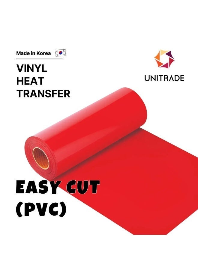 UNITRADE® Easy Cut (PVC) Red Heat Transfer Vinyl Roll - 51cm x 25m / Compatible with T-shirts ,Cricut, Silhouette ,Professional Cutters / CPSIA Certified / Made in Korea - Image 1