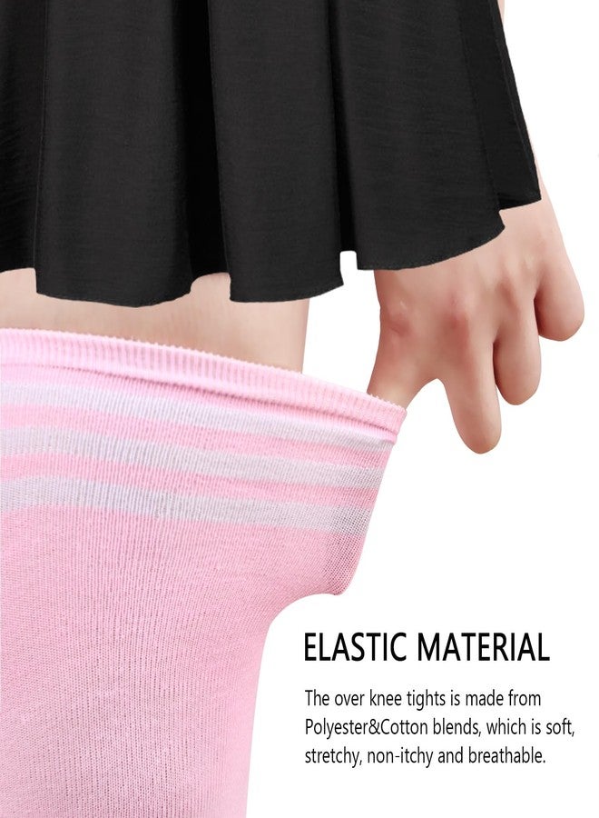 AQOKKA جوارب AQOKKA طويلة جدًا تصل إلى الفخذ للنساء، جوارب مخططة فوق الركبة، جوارب طويلة تصل إلى الفخذ، جوارب تدفئة الساق - Image 3