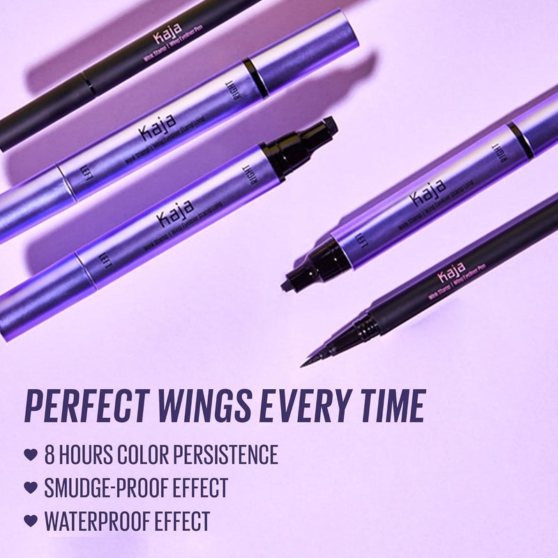 KAJA Winged Eyeliner Set - Wink Stamp & Original Eyeliner with Avocado Extract, Double-Ended Wing, Smudge-Proof, Waterproof, Matte Finish, Long Lasting - Image 2