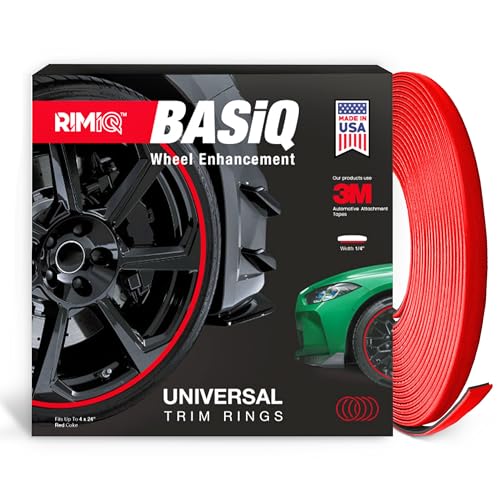 RIMiQ BASiQ 1/4" Universal Styling Trim - 26 Feet, 6 Colors, Flat Design, Easy to Apply with Premium 3M Tape - Versatile Rim Styling and Color Accent for Cars, Trucks, SUVs - Red - Image 1