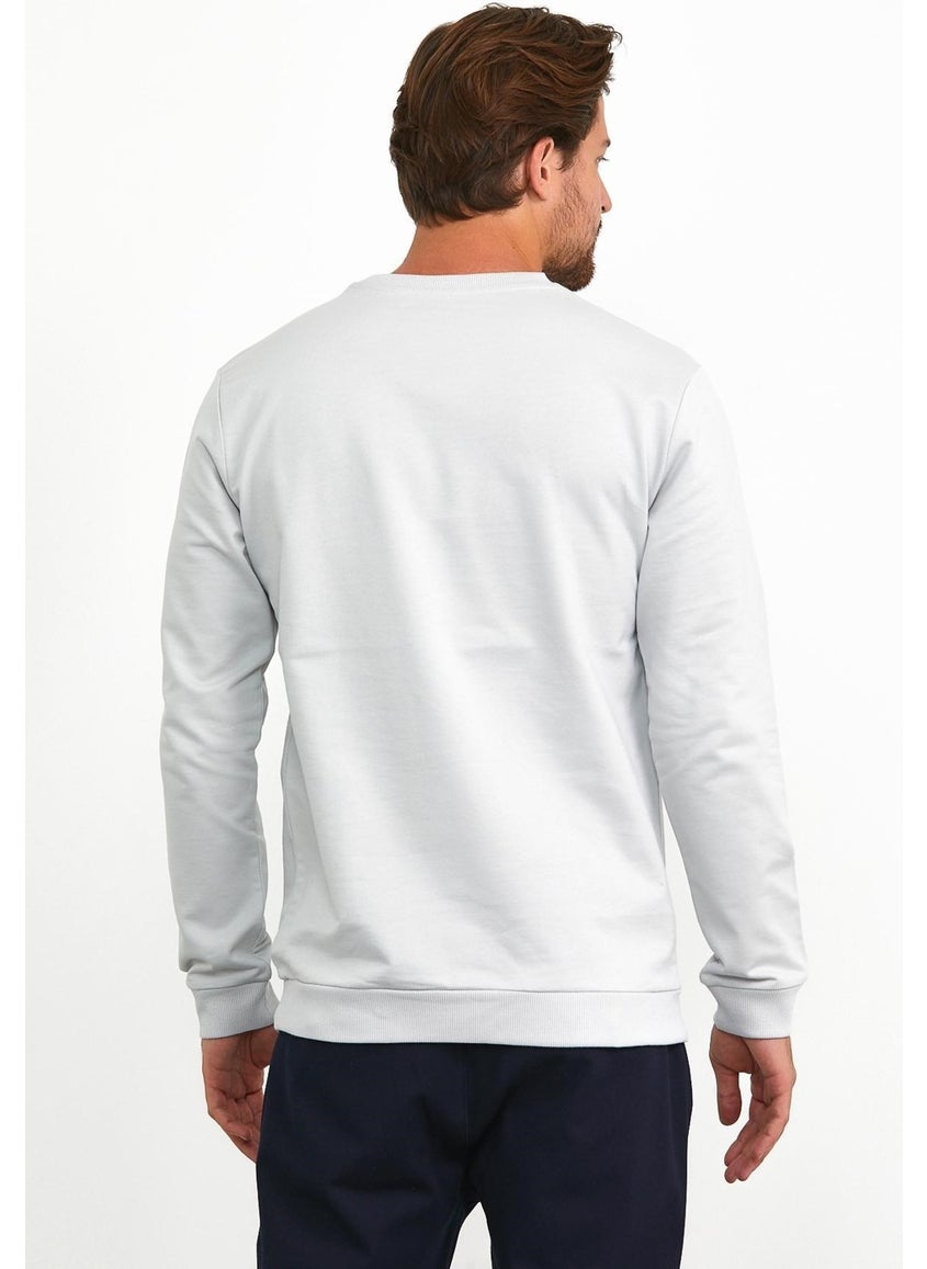 Odelon Men's Basic Crew Neck Daily Sports Sweatshirt Gray  - Image 3