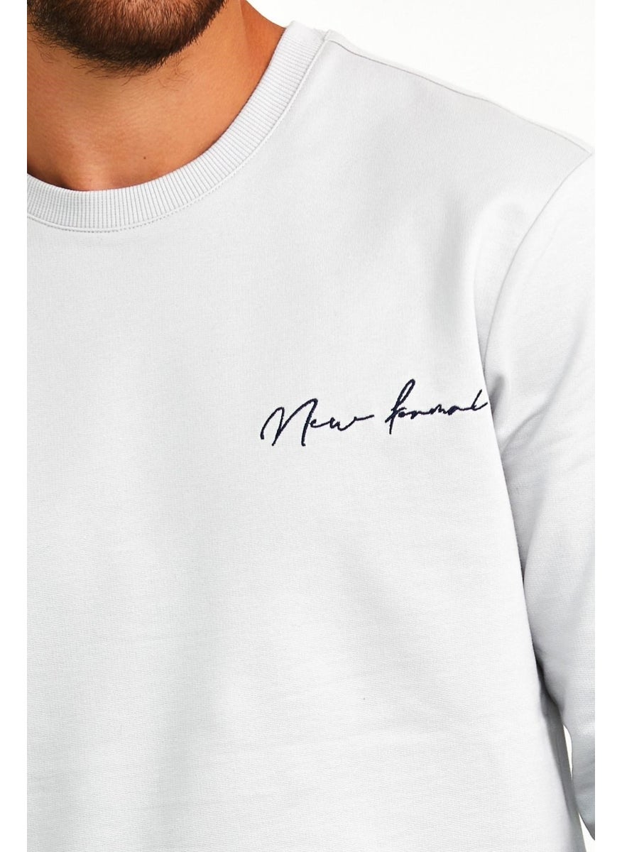 Odelon Men's Basic Crew Neck Daily Sports Sweatshirt Gray  - Image 5