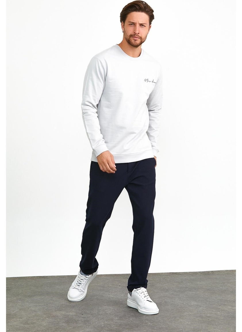 Odelon Men's Basic Crew Neck Daily Sports Sweatshirt Gray  - Image 4