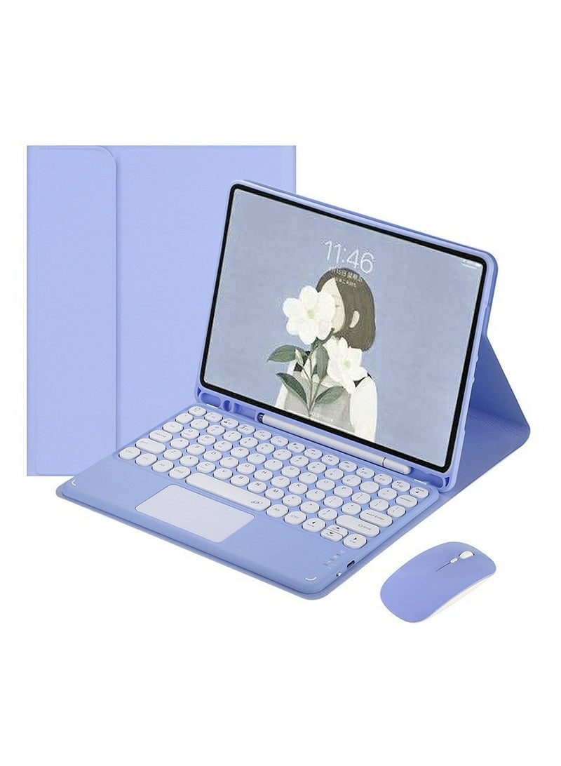 Bilingual  keyboard case with mouse for Samsung S6 lite 10.4 inch P610/P615/P613/P619 (2022) Universal , touchpad keyboard case retro round keys with mouse cute colorful keyboard built-in touchpad.