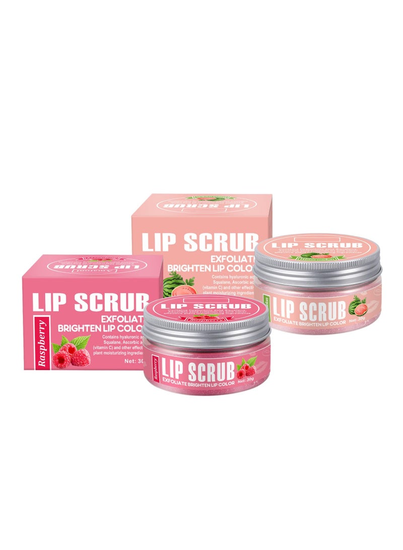 Zikra 2 Pcs Fruity Lip Scrub, Lip Scrub Exfoliator, Lip Care for Women , Moisturizing Lip Mask, Lip Balm & Moisturizer for Dry Chapped Lip, Lip Exfoliator Scrub, Watermelon & Raspberry Taste - Image 1