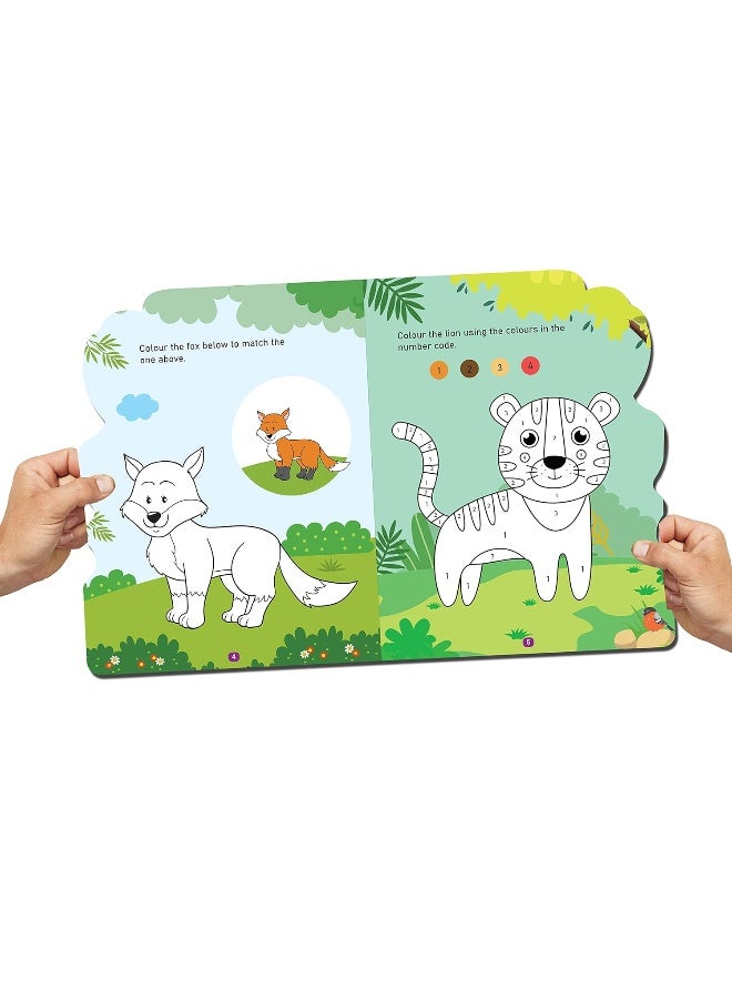 Jungle Activity and Colouring Book- Die Cut Animal Shaped Book for Kids Age 3-8 Years - Image 5