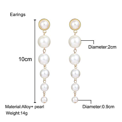 Doubnine Pearl Drop Earrings Long Chain Dangle Earrings Wedding Jewelry for Women - Image 5