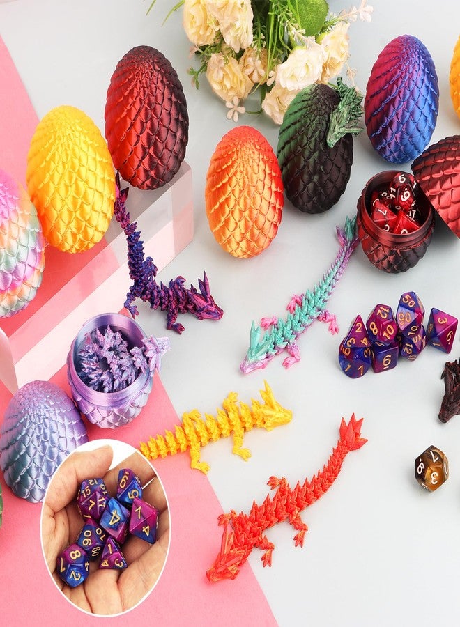 BLSFXROE 12PCS 3D Printed Dragon Egg,8PCS Articulated Dragons+4PCS DND Polyhedral Dice Egg Toy,Easter Basket Stuffers,3D Printed Animals Toy,Easter Gifts for Kids - Image 4