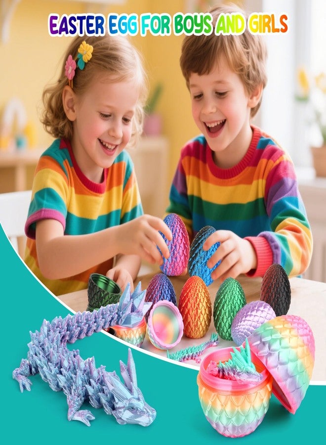 BLSFXROE 12PCS 3D Printed Dragon Egg,8PCS Articulated Dragons+4PCS DND Polyhedral Dice Egg Toy,Easter Basket Stuffers,3D Printed Animals Toy,Easter Gifts for Kids - Image 3