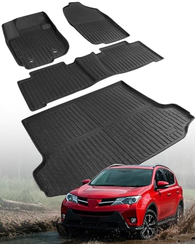 ChiefCarOfficer Car Floor Mats for Toyota RAV4 2006 2007 2008 2009 2010 2011 2012 Without 3rd Row Seat All Weather Carpet Custom Fit for RAV4 Front Second Row Cargo Area Accessories Heavy Duty Full Set Rubber Liner - Image 1