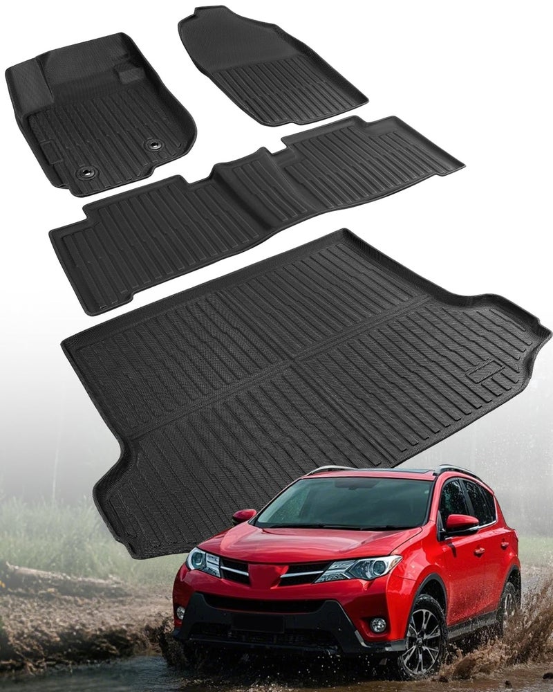ChiefCarOfficer Car Floor Mats for Toyota RAV4 2006 2007 2008 2009 2010 2011 2012 Without 3rd Row Seat All Weather Carpet Custom Fit for RAV4 Front Second Row Cargo Area Accessories Heavy Duty Full Set Rubber Liner - Image 3