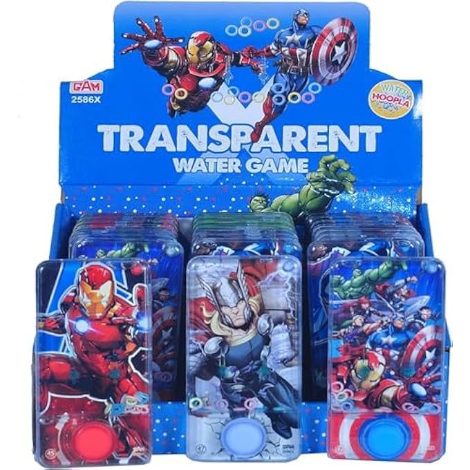 SET OF 24 COLOURFUL SUPER HERO, TRANSPARENT WATER GAME FOR KIDS | RING GAME, HANDHELD GAME, WATER VIDEO GAME CONSOLE FOR KIDS | 24 PIECE (DESIGN AS PER AVAILABILITY) - Image 1