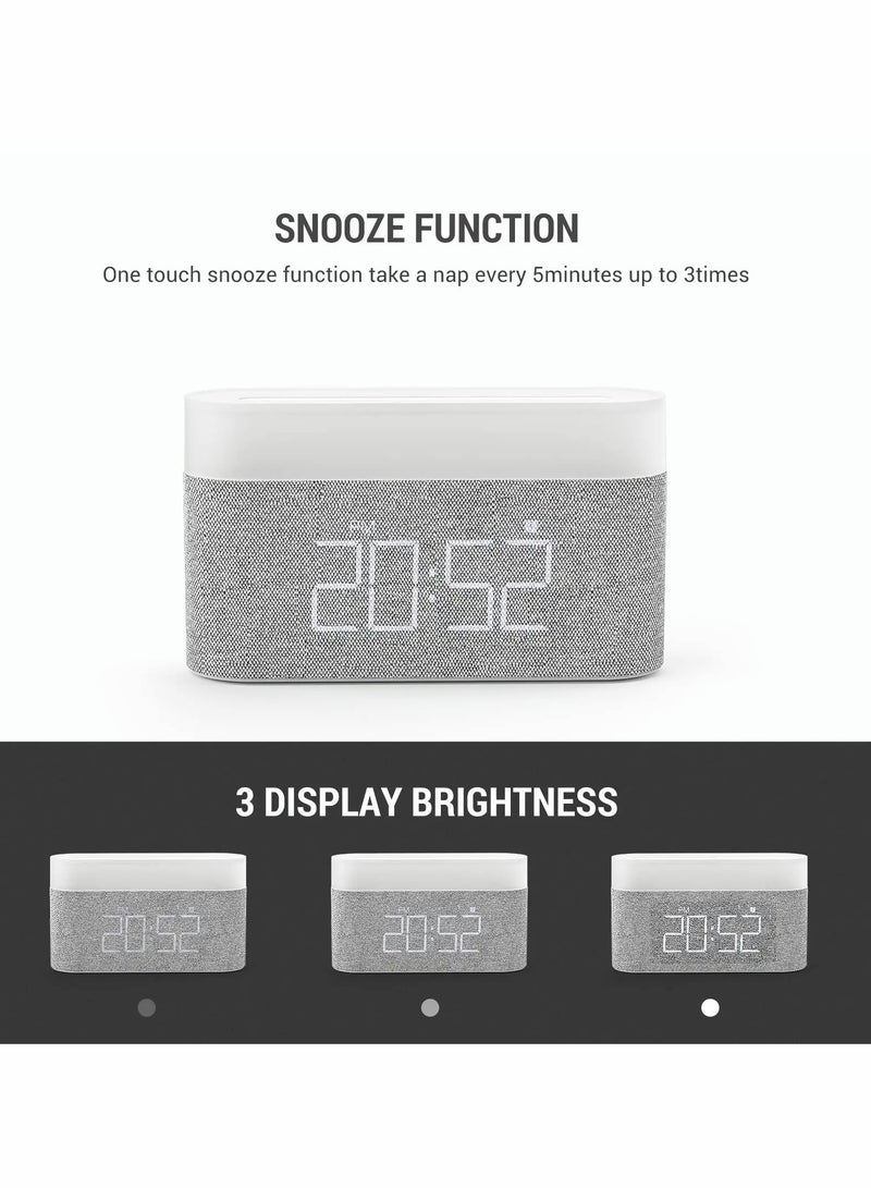 Excefore Digital Alarm Clock with LED Night Light Wireless Charging 15W Max Touch Bedside Lamp with 5-100% Adjustable Brightness 12/24Hr Snooze QI Wireless Charger Bedroom - Image 4