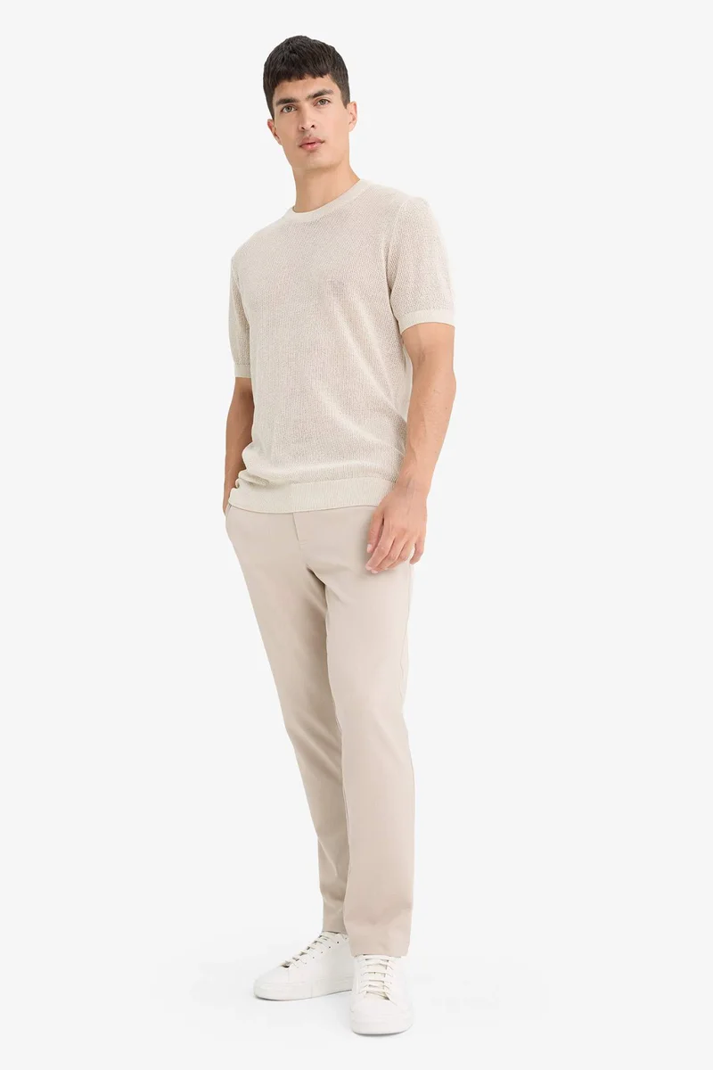 ديفاكتو Standard Fit Crew Neck Knitwear Short Sleeve T-Shirt