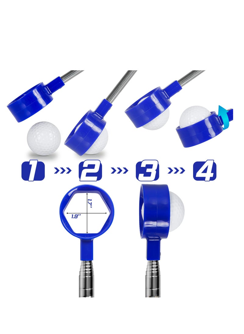 Captaintech Telescopic Golf Ball Retriever, 6ft/9ft Stainless Steel Tool for Water Recovery, Extendable Golf Accessory, Durable Head, Perfect Gift for Golfers, Blue Color  - Image 2