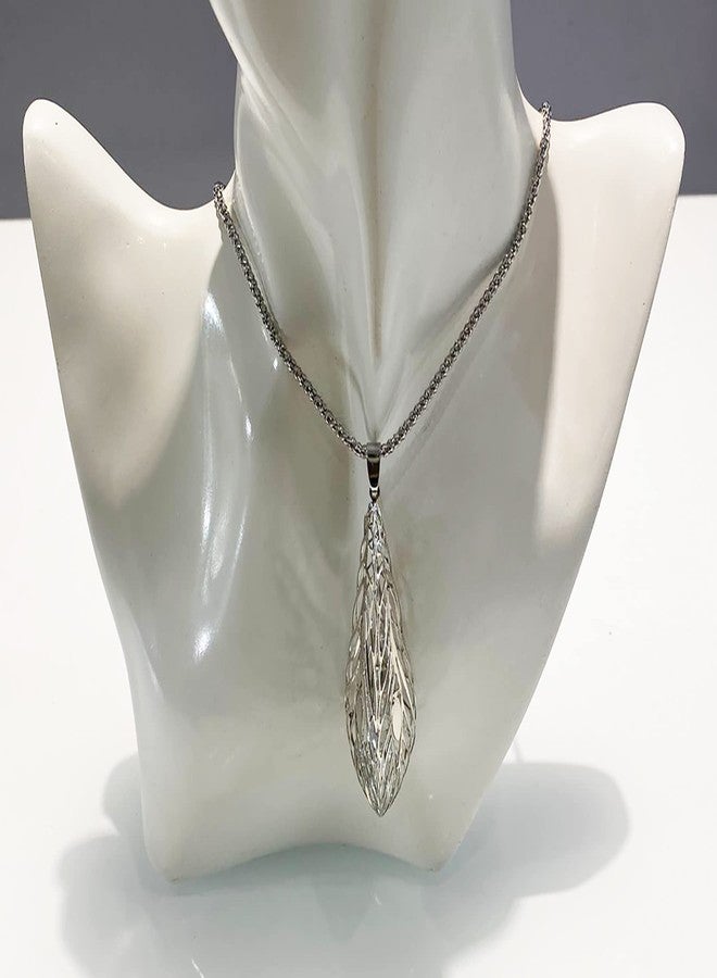 LA BELLEZA Rhodium Plated Big Crystal Drop with Hanging Chains Necklace Neckpiece Chain Pendant Mala for Girls and Women - Image 3