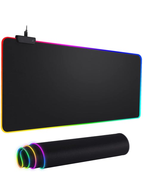 RGB Gaming Mouse Pad, LED and Large Mouse Pad, 14 Light Modes Oversized Mouse Pad Non-Slip Rubber Base Computer Keyboard Pad for Gaming, Laptop, Desktop