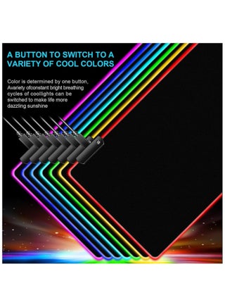 وسادة ماوس للألعاب RGB، وسادة ماوس كبيرة مع إضاءة LED، 14 وضع إضاءة، وسادة ماوس كبيرة بقاعدة مطاطية غير قابلة للانزلاق، وسادة لوحة مفاتيح للكمبيوتر للألعاب، لابتوب، سطح مكتب - view 2
