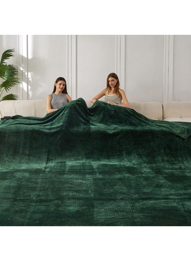 cOOva Cozy Soft Seamless Big Blanket Oversized 120x120 Inches,350GSM Luxury Jacquard Extra Large Family Blanket,Lightweight Plush Warm for Bedding and Traveling Camping Gift,Forest Green - Image 1
