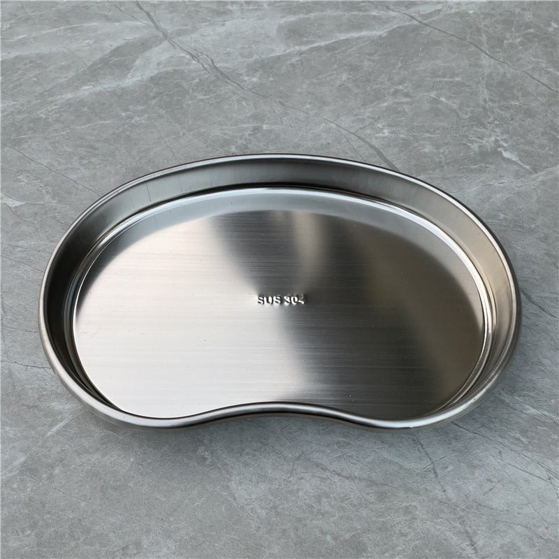 304 Stainless Steel Waist Tray Waist Tray Curved Tray Dental Tray Kidney-shaped Tray Instrument Tray Pus Tray Surgical Tray Sterilization Tray(Medium bent plate [304 stainless steel]]) - Image 1