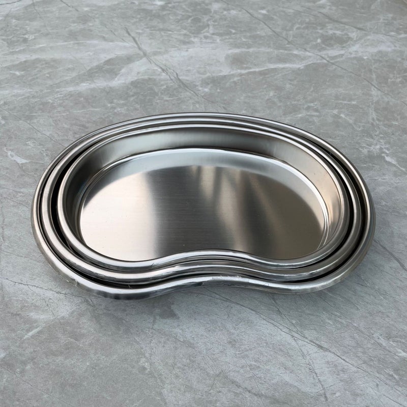 304 Stainless Steel Waist Tray Waist Tray Curved Tray Dental Tray Kidney-shaped Tray Instrument Tray Pus Tray Surgical Tray Sterilization Tray(Medium bent plate [304 stainless steel]]) - Image 3