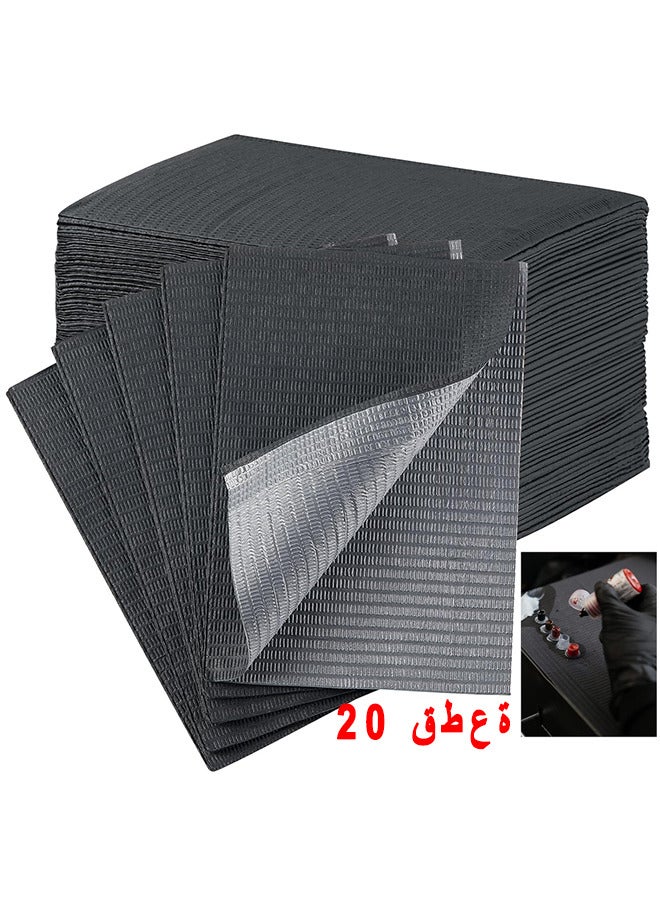 Depend Disposable Nail Art Table Towels 20Pcs, Disposable Dental Bibs Sheets Cloths, Waterproof Table Covers Clean Pad, 13" x 18" Dental Bibs, Dental Napkins For Pets Tray Covers, Black  - Image 1