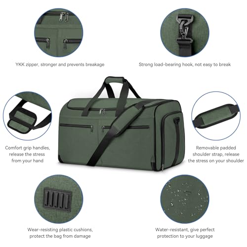 Bukere Garment Bags for Travel, Large Convertible Garment Duffel Bag for Men Women, Shoe Compartment, 2 in 1 Hanging Dress Suitcase Suit Travel Bags - Image 5