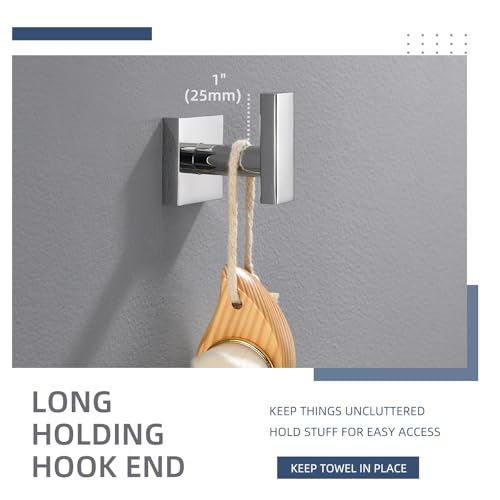 Angle Simple Towel Hook for Bathroom, SUS 304 Stainless Steel Robe Coat Hook, Hand Towel Holder Wall Mounted, Polished Chrome - Image 5