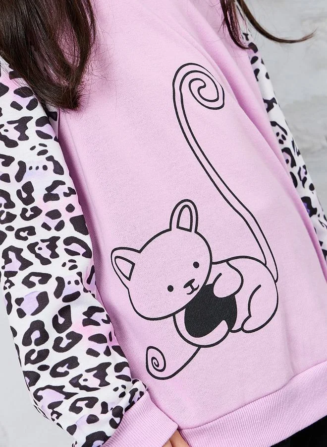 Styli Leopard Print Sweatshirt & Leggings Set