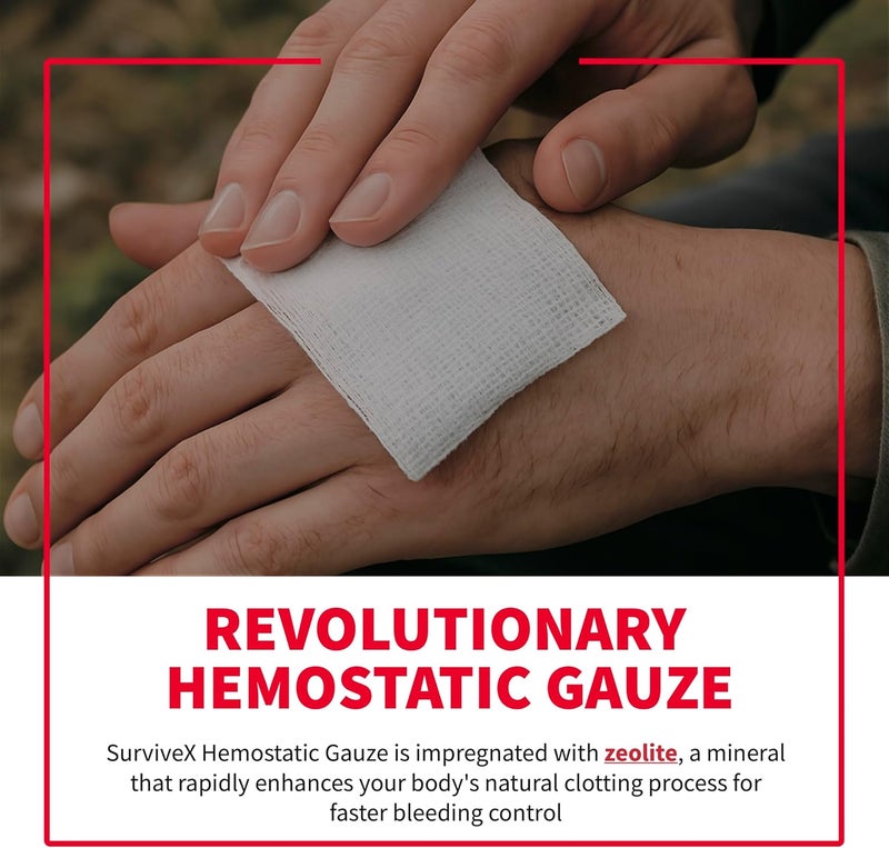 SurviveX Hemostatic Gauze  Quick Blood Clotting Gauze for Wounds  Trauma Kit Hemostatic Dressing  3 in x 4 FT  2 PCS - Image 2