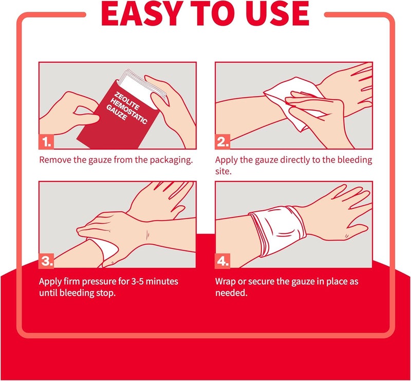 SurviveX Hemostatic Gauze  Quick Blood Clotting Gauze for Wounds  Trauma Kit Hemostatic Dressing  3 in x 4 FT  2 PCS - Image 4