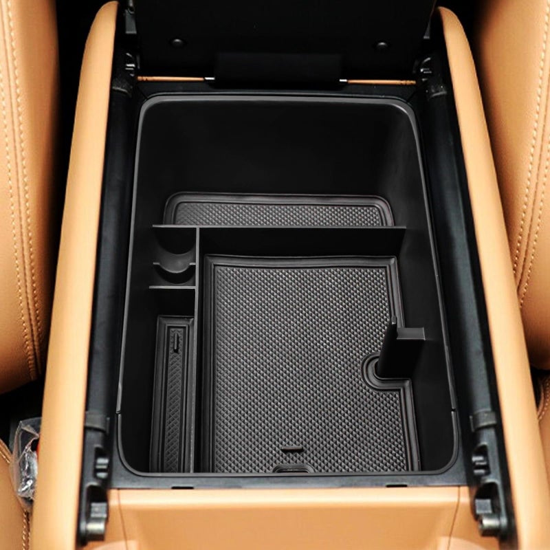 HGWEI Center Console Organizer Tray Compatible with 2024 2025 2026 Hyundai Santa Fe Interior Accessories Insert Secondary Divider Middle Console Armrest Storage Box, Black - Image 5