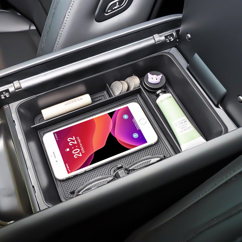 HGWEI Center Console Organizer Tray Compatible with 2024 2025 2026 Hyundai Santa Fe Interior Accessories Insert Secondary Divider Middle Console Armrest Storage Box, Black - Image 1