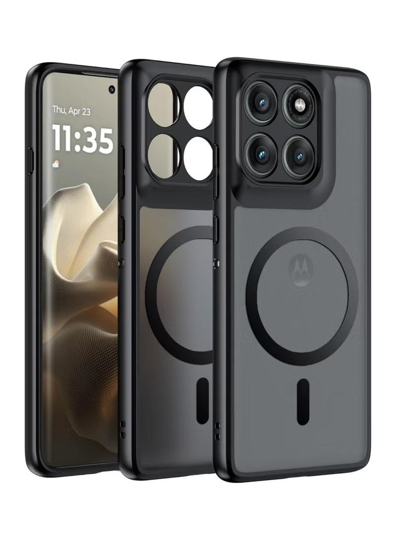جراب مغناطيسي لهاتف Motorola Edge 60 Stylus، [متوافق مع Mag-Safe] [مضاد للخدش] جراب هاتف رفيع شفاف غير لامع ناعم لهاتف Moto Edge 60 Stylus 5G، أسود - Image 1