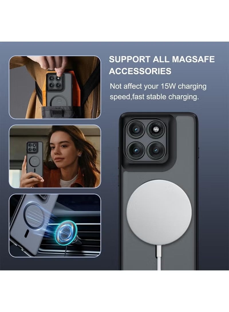 جراب مغناطيسي لهاتف Motorola Edge 60 Stylus، [متوافق مع Mag-Safe] [مضاد للخدش] جراب هاتف رفيع شفاف غير لامع ناعم لهاتف Moto Edge 60 Stylus 5G، أسود - Image 2