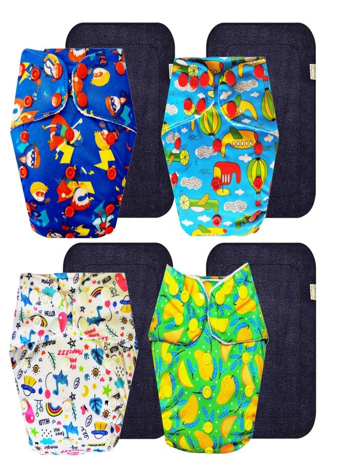 Dumbledo Premium Cloth Diaper with Black Insert (Pack of 4) | Soft & Gentle | Reusable & Washable | Quick Dry | Everyday Diapering Essential | 3 Months - 3 Years | Unisex Baby - Image 1