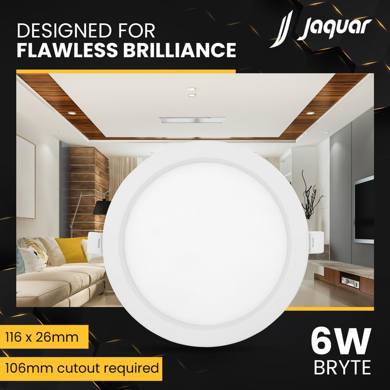 Jaquar 6W Bryte Slim Downlight Warm White with Aluminum Housing Built-in Driver | High Lumens | Slim Design | 2-Year Warranty | Easy and Quick Installation | Pack of 1 - Image 4