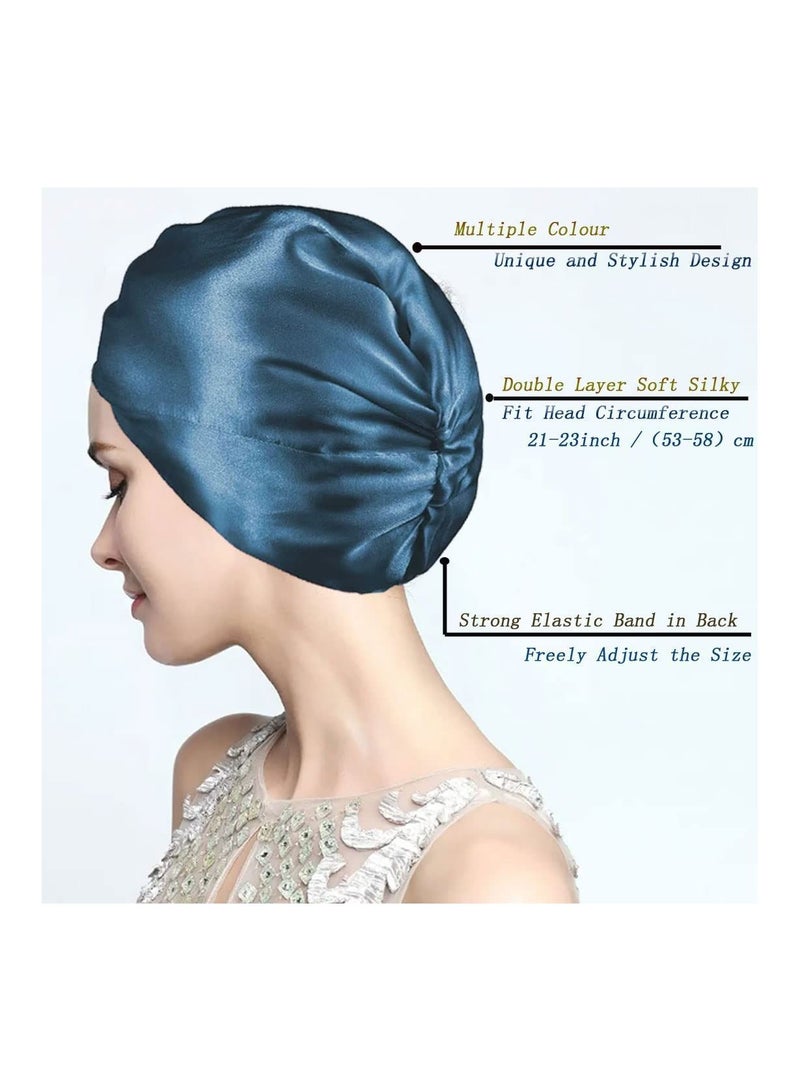 NIBEMINENT Satin Bonnet Sleep Cap Mulberry Silk for Women Hair Care Natural Night with Elastic Stay On Head - Image 3
