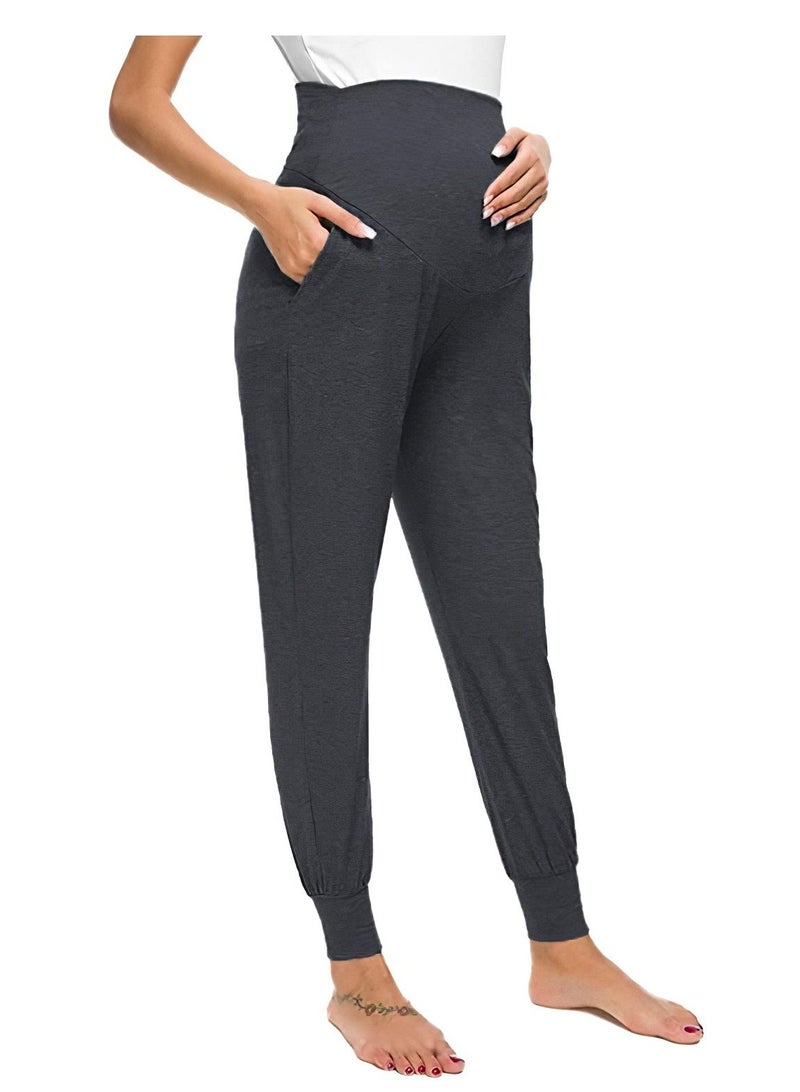 Women's Maternity Pants Over Belly Lounge Pajamas Clothes Pregnancy Must Haves Joggers with Pockets  - Image 1