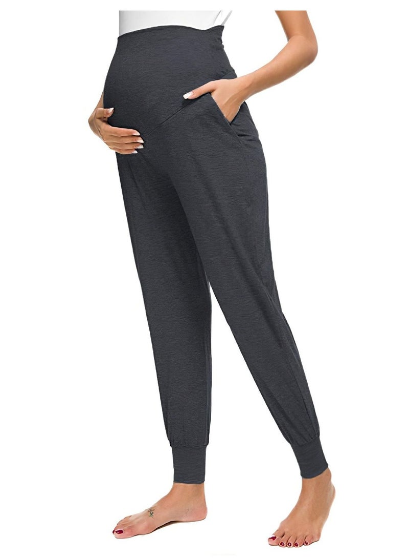 Women's Maternity Pants Over Belly Lounge Pajamas Clothes Pregnancy Must Haves Joggers with Pockets  - Image 2
