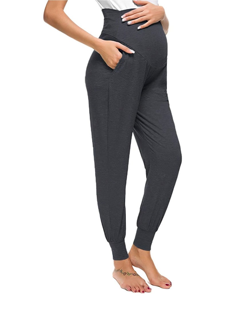 Women's Maternity Pants Over Belly Lounge Pajamas Clothes Pregnancy Must Haves Joggers with Pockets  - Image 4