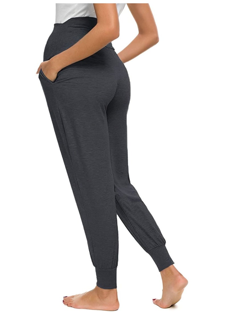 Women's Maternity Pants Over Belly Lounge Pajamas Clothes Pregnancy Must Haves Joggers with Pockets  - Image 3